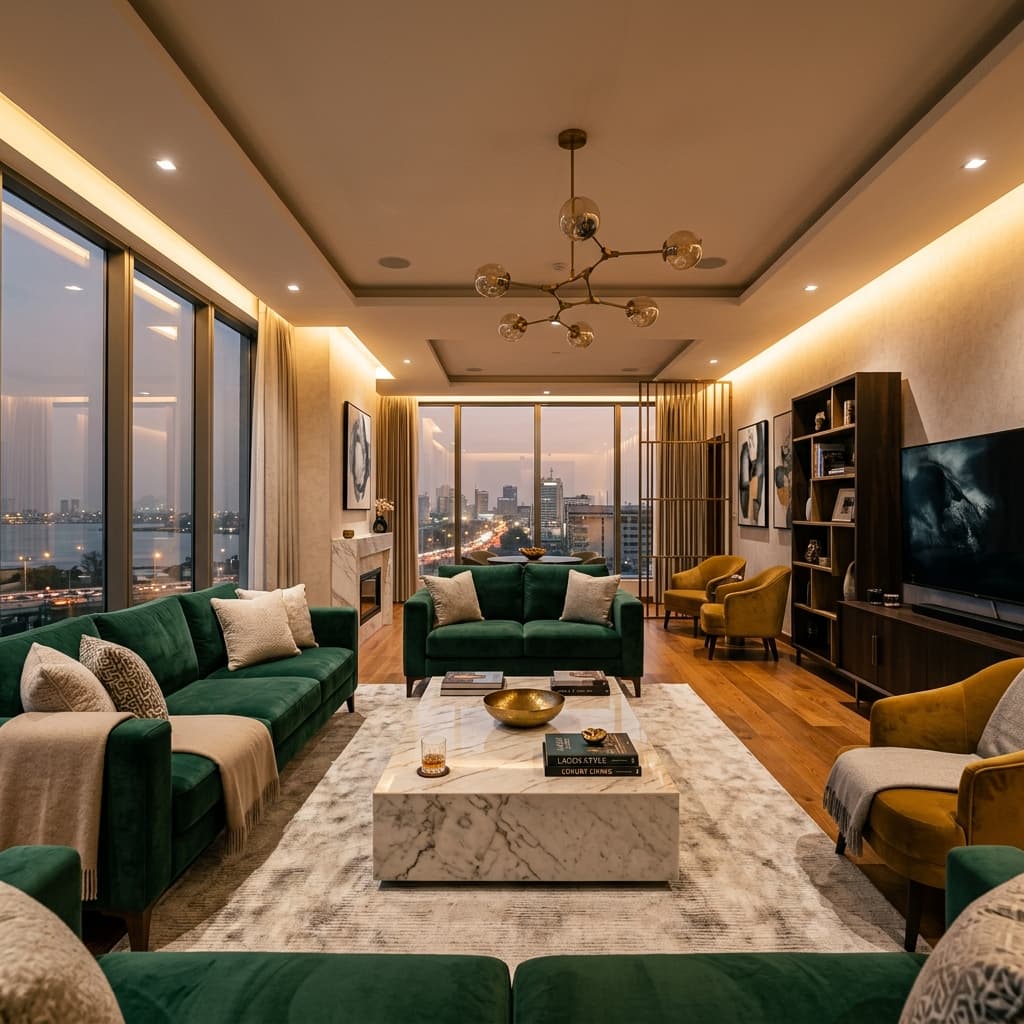 Luxury modern penthouse bedroom/lounge in Victoria Island, Lagos